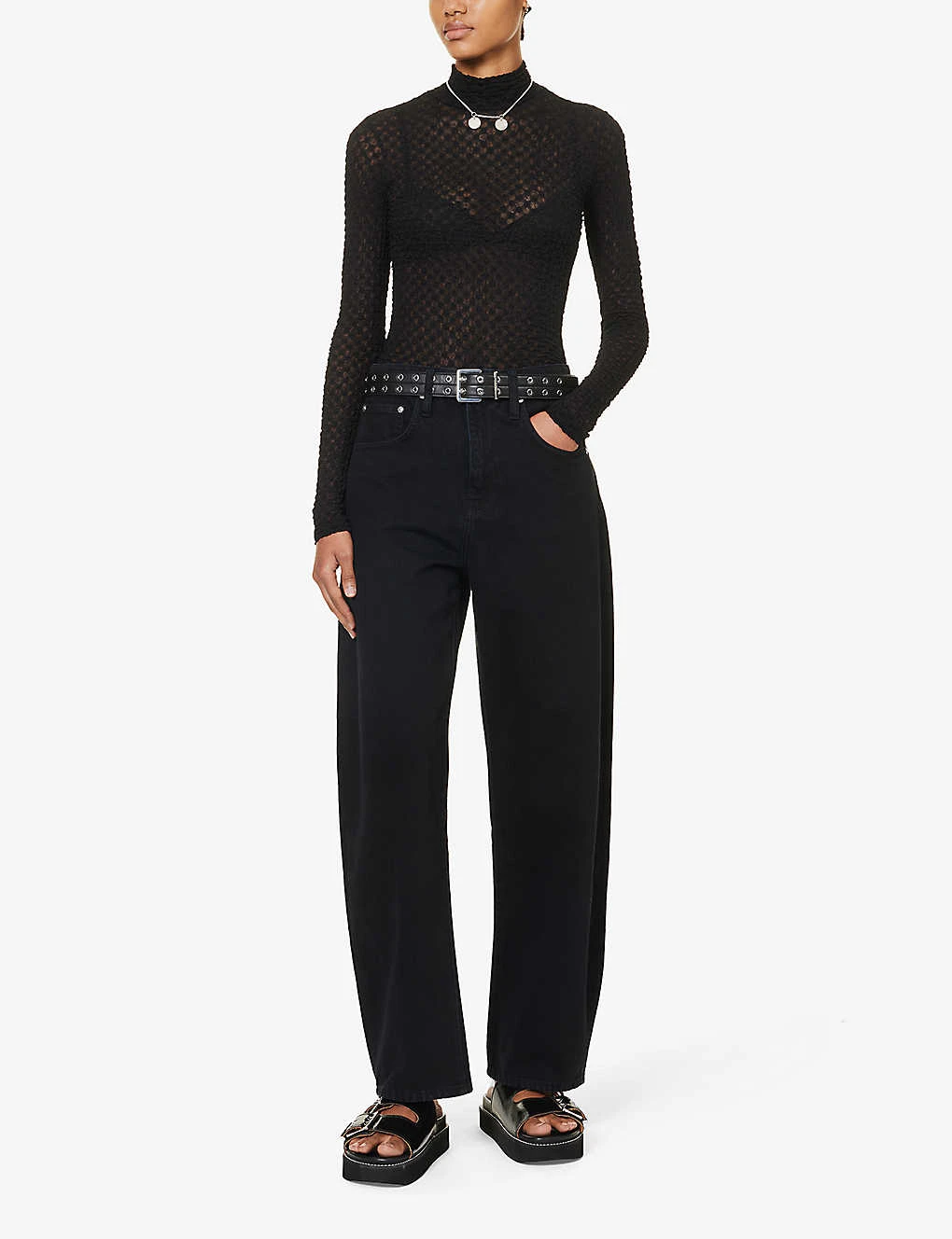 FRAME Turtleneck Semi-sheer Mesh Top - Image 2