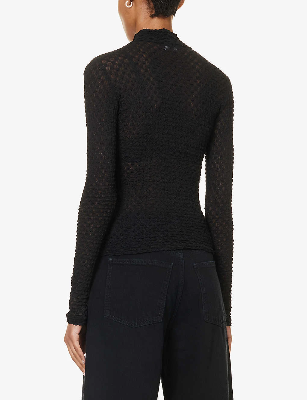 FRAME Turtleneck Semi-sheer Mesh Top - Image 4