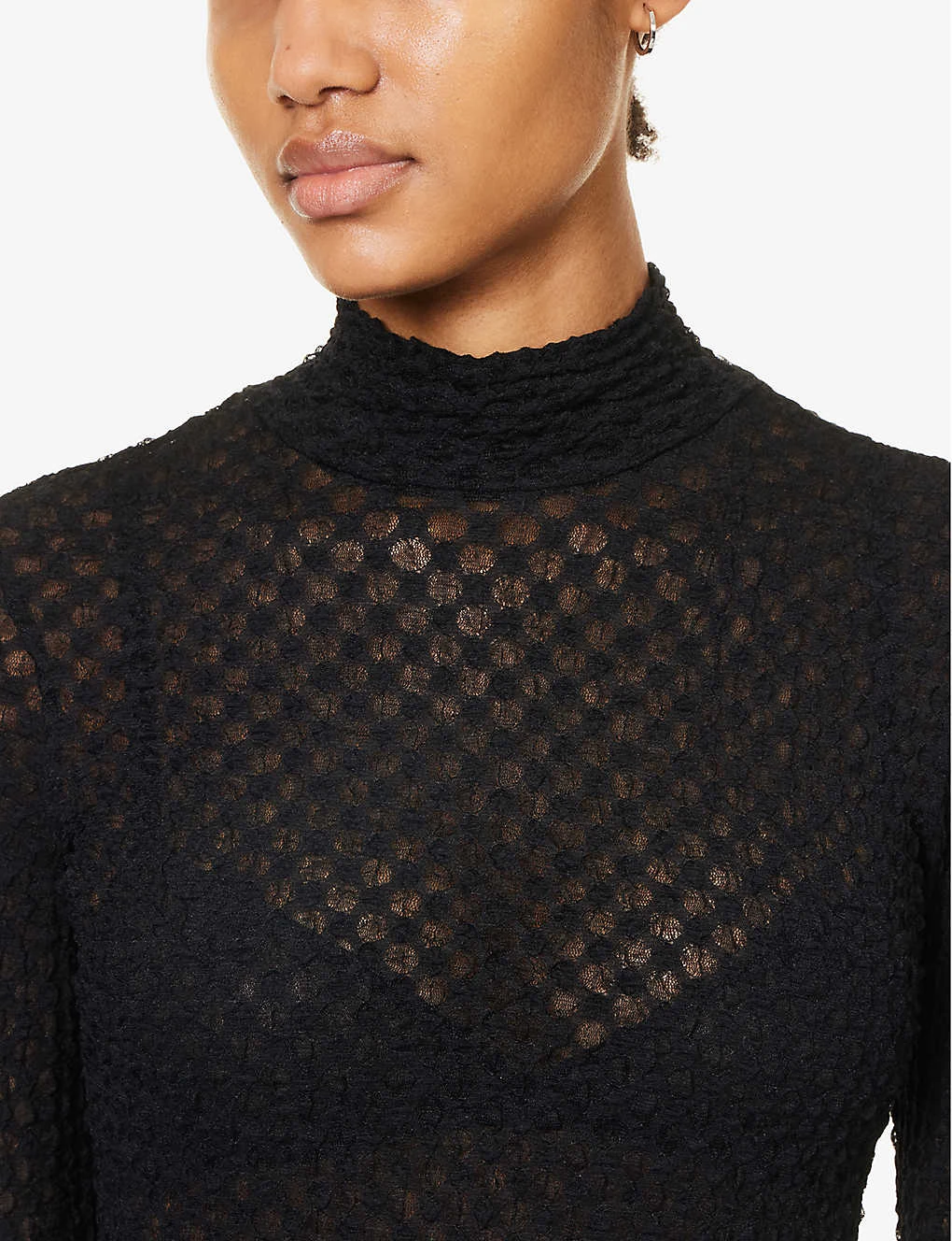 FRAME Turtleneck Semi-sheer Mesh Top - Image 5