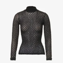 FRAME Turtleneck Semi-sheer Mesh Top