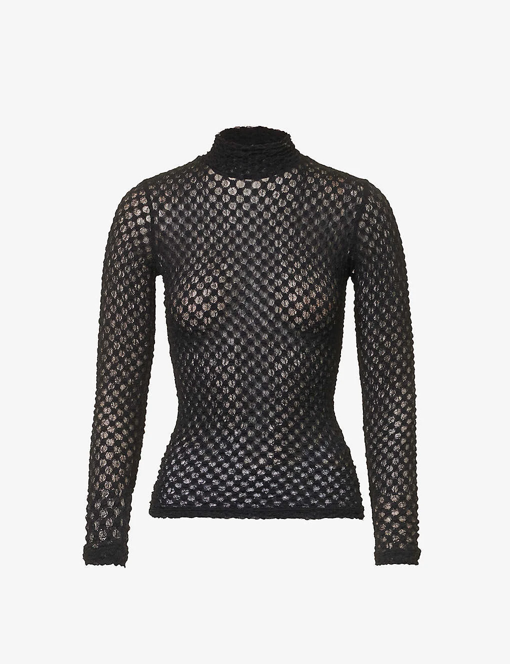 FRAME Turtleneck Semi-sheer Mesh Top