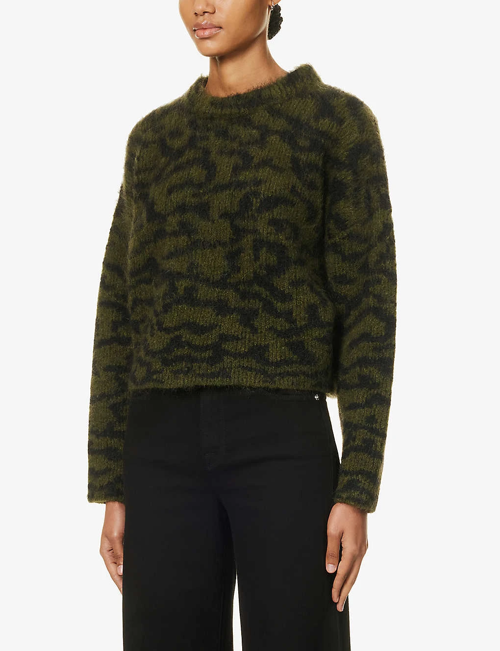 FRAME Abstract-intarsia Relaxed-fit Knitted Jumper - Image 3