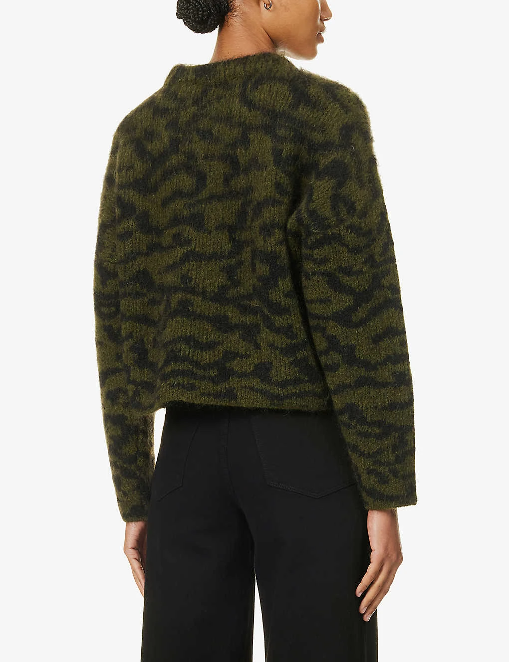 FRAME Abstract-intarsia Relaxed-fit Knitted Jumper - Image 4