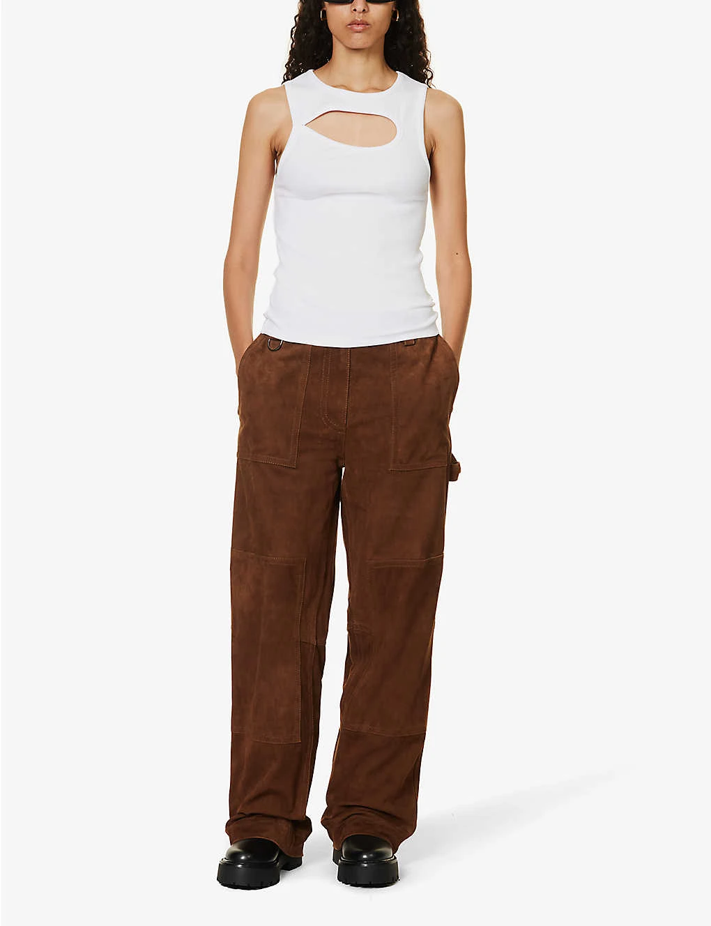 Sleeveless Cut-out Stretch-organic Cotton Top - Image 2