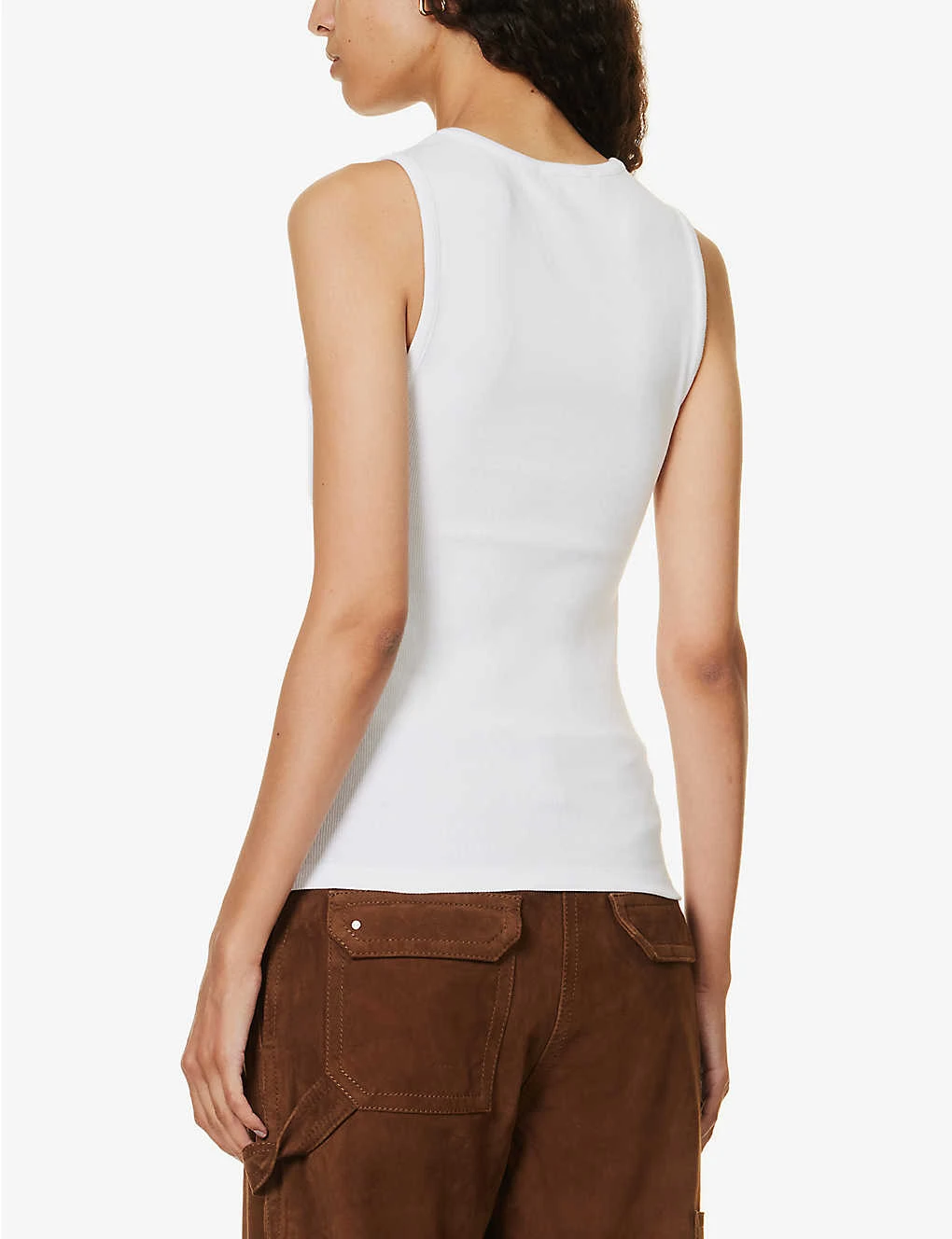 Sleeveless Cut-out Stretch-organic Cotton Top - Image 4