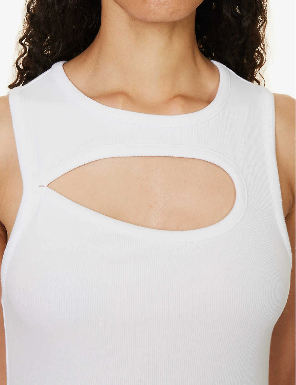 Sleeveless Cut-out Stretch-organic Cotton Top - Image 5
