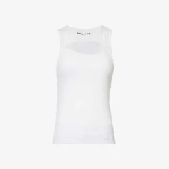 Sleeveless Cut-out Stretch-organic Cotton Top
