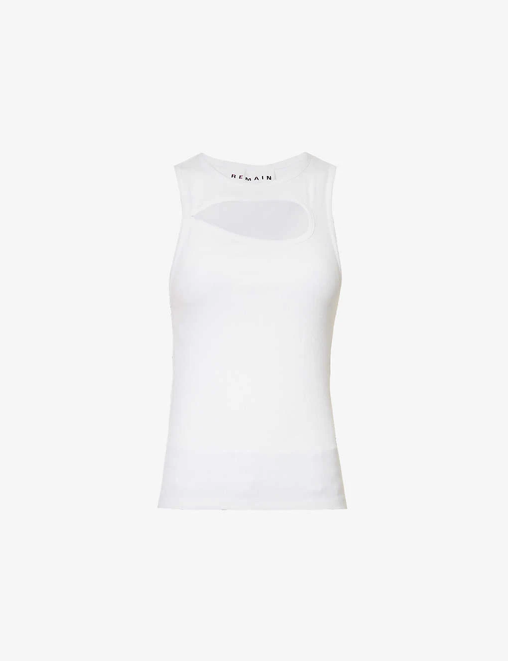 Sleeveless Cut-out Stretch-organic Cotton Top