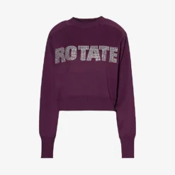 ROTATE Birger Christensen Crystal-embellished Cotton And Cashmere-blend Jumper