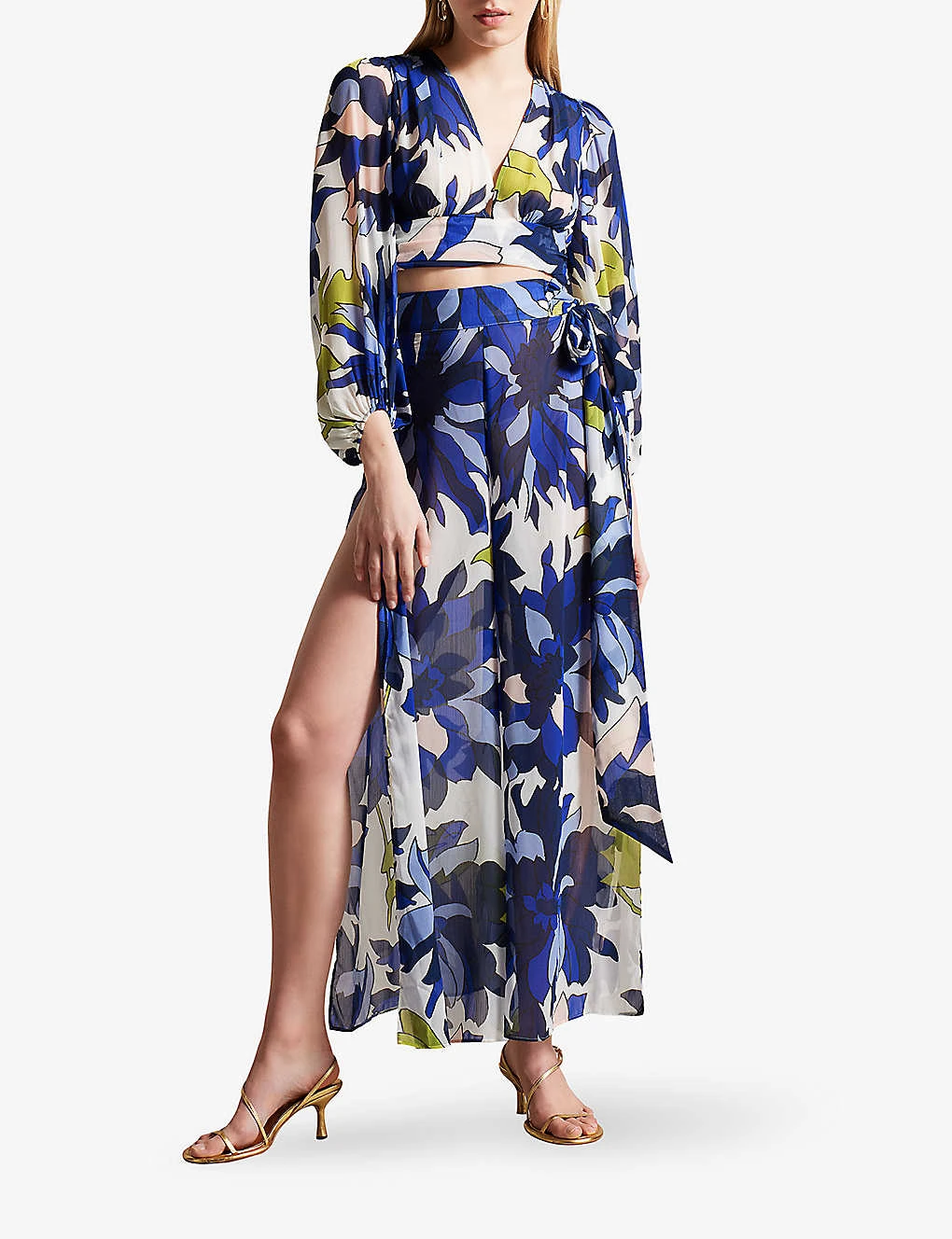 Ted Baker Chrysan Floral-print Cropped Crepe Top - Image 2