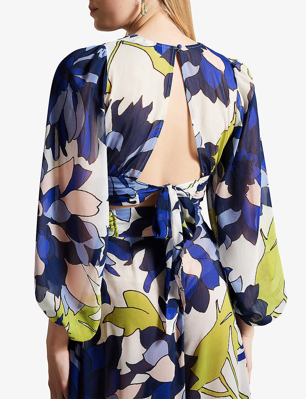 Ted Baker Chrysan Floral-print Cropped Crepe Top - Image 4