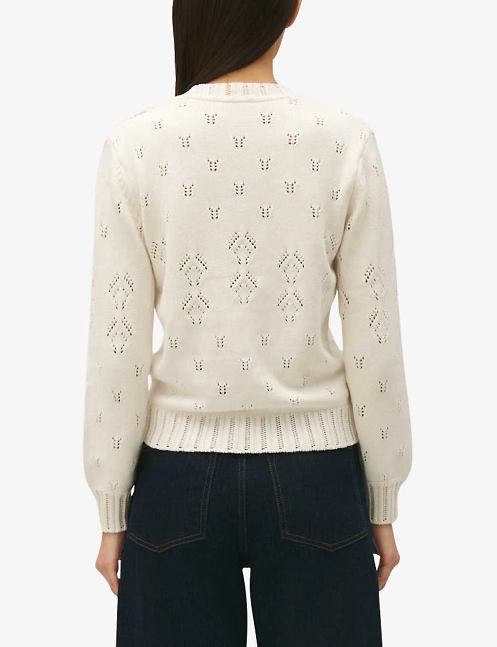 CLAUDIE PIERLOT Pointelle V-neck Cotton-blend Cardigan - Image 4