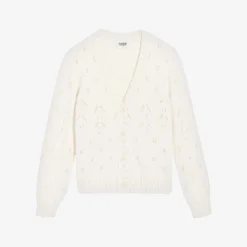 CLAUDIE PIERLOT Pointelle V-neck Cotton-blend Cardigan