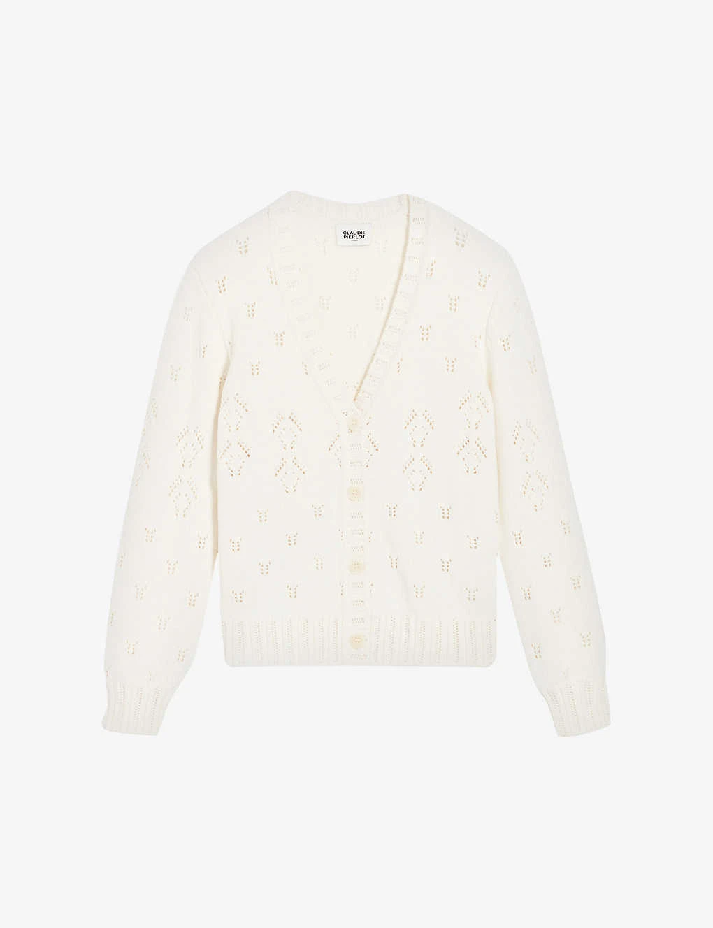 CLAUDIE PIERLOT Pointelle V-neck Cotton-blend Cardigan