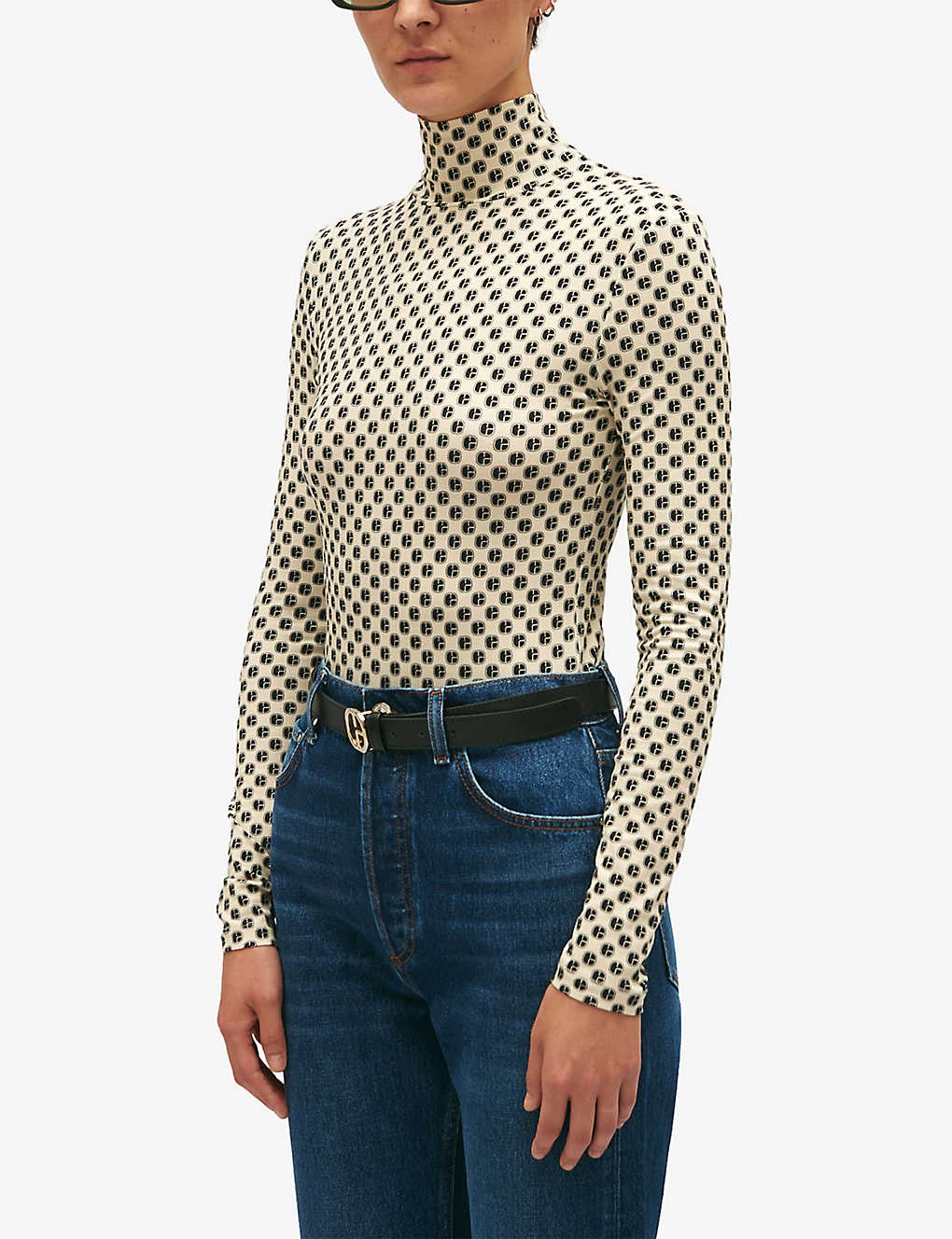 CLAUDIE PIERLOT CP Monogrammed-print Stretch-knit Jumper - Image 3