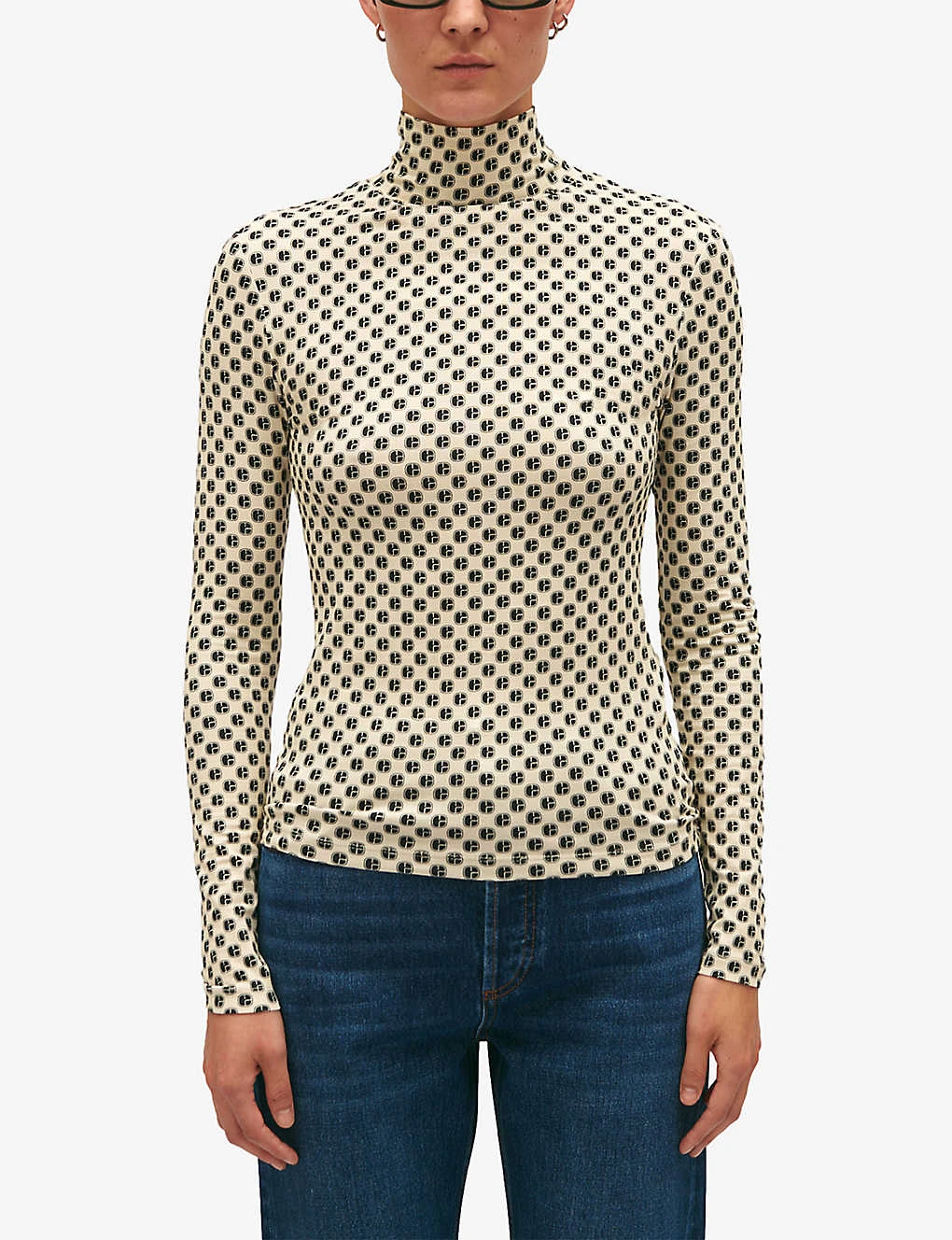 CLAUDIE PIERLOT CP Monogrammed-print Stretch-knit Jumper - Image 5