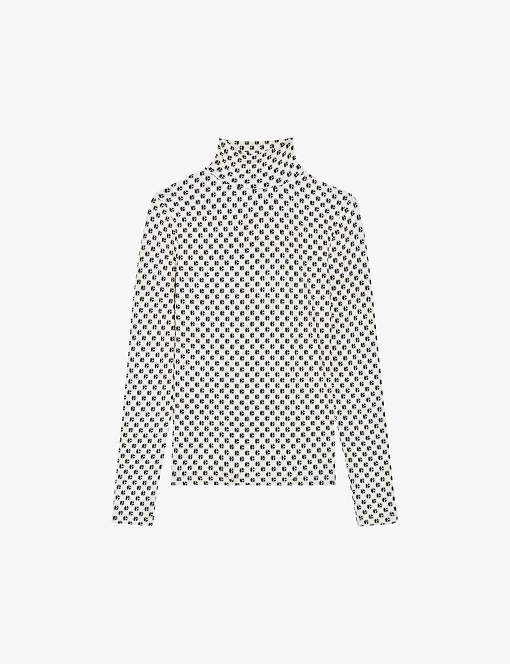 CLAUDIE PIERLOT CP Monogrammed-print Stretch-knit Jumper
