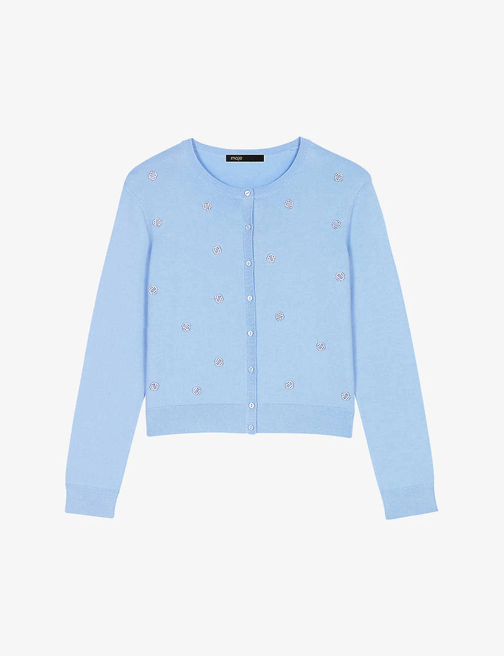 Maje Clover Shape-embellished Stretch Wool-blend Cardigan