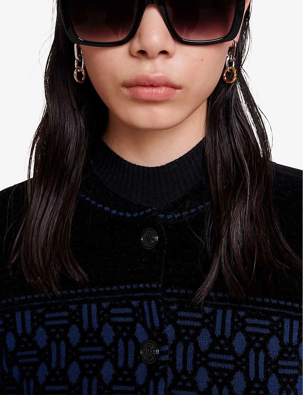 Maje Meveillon Velvet-panelled Woven Cardigan - Image 5