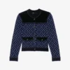 Maje Meveillon Velvet-panelled Woven Cardigan