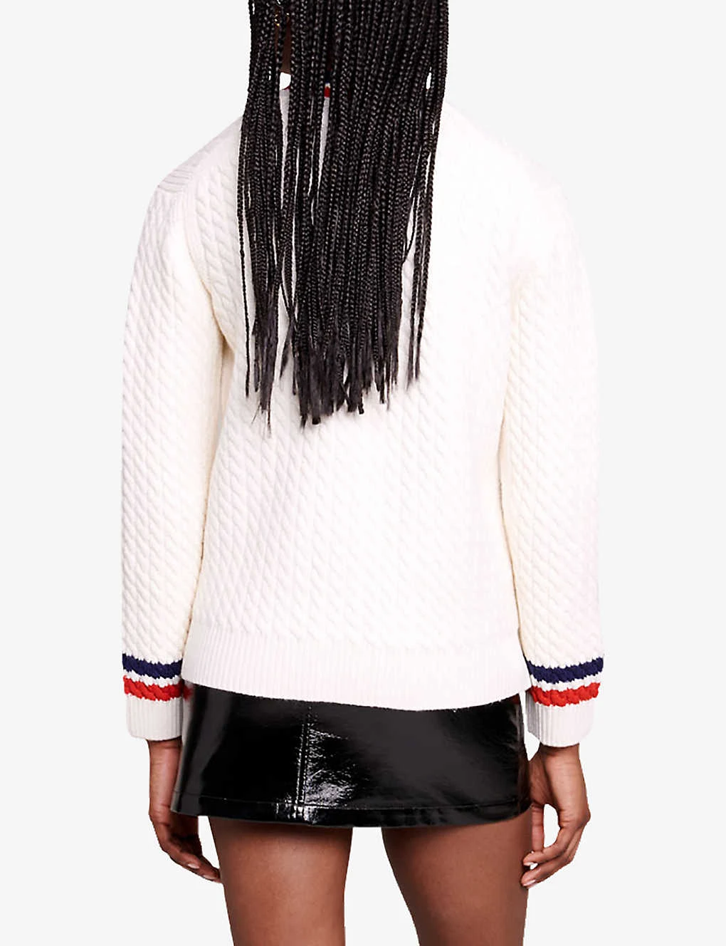 Maje Medhi V-neck Contrast-trim Stretch-knit Cardigan - Image 4