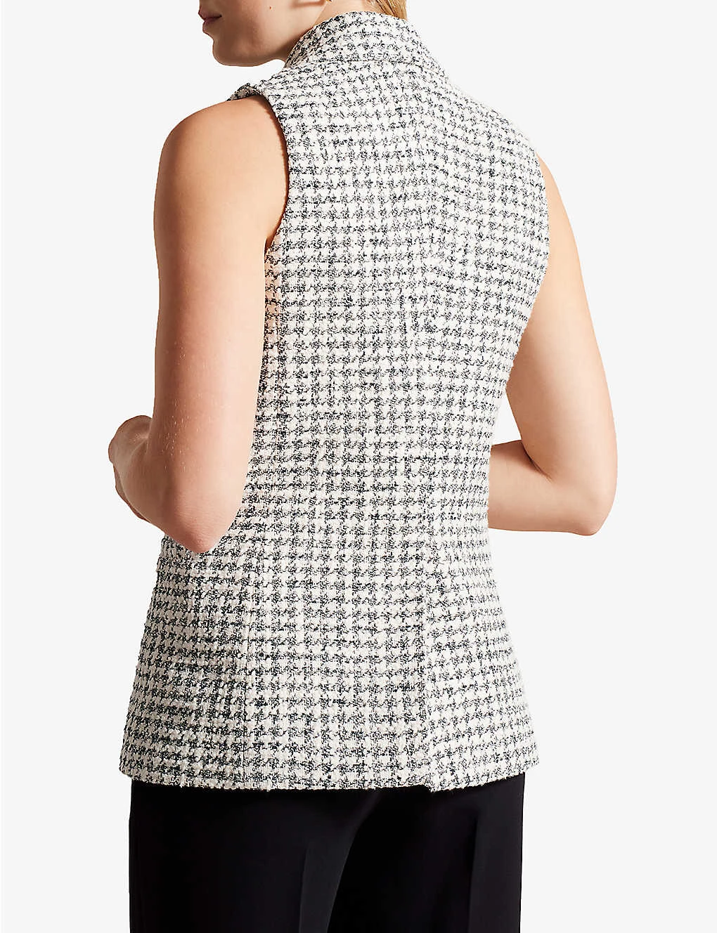 Ted Baker Bellaj Houndstooth Bouclé Cotton-blend Waistcoat - Image 3