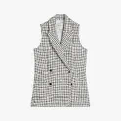 Ted Baker Bellaj Houndstooth Bouclé Cotton-blend Waistcoat