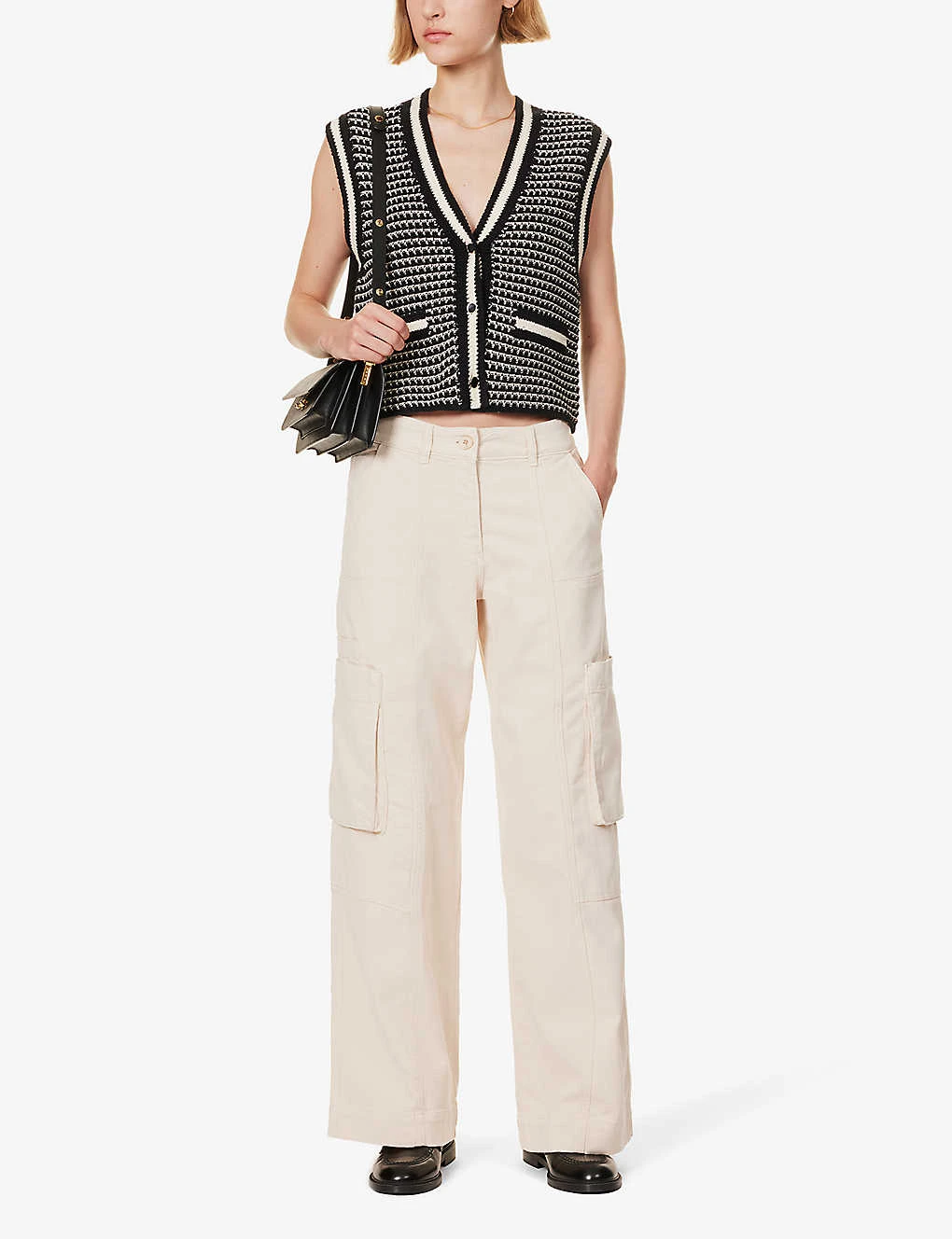 ME AND EM Sleeveless Jacquard-knit Cotton-blend Vest - Image 2