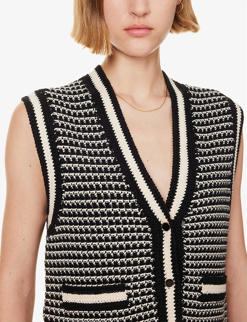 ME AND EM Sleeveless Jacquard-knit Cotton-blend Vest - Image 5
