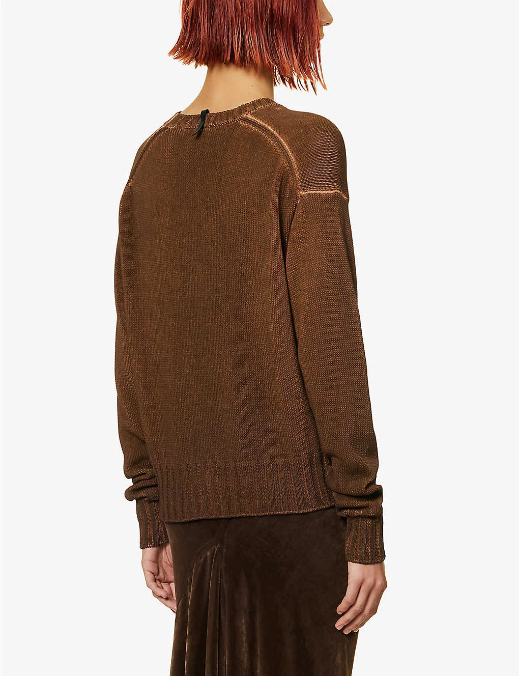 Knitted-texture Dropped-shoulder Cotton-knit Jumper - Image 4