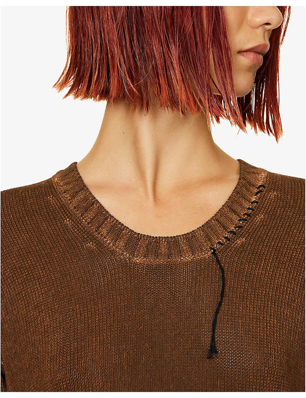 Knitted-texture Dropped-shoulder Cotton-knit Jumper - Image 5