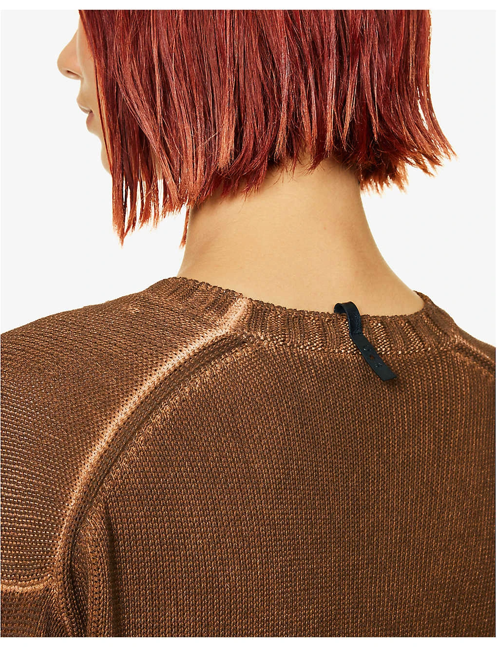 Knitted-texture Dropped-shoulder Cotton-knit Jumper - Image 6