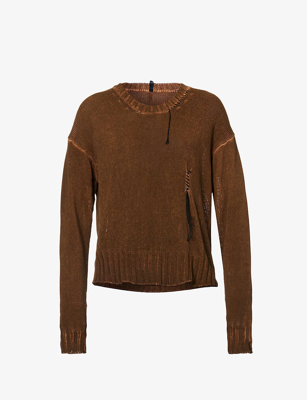 Knitted-texture Dropped-shoulder Cotton-knit Jumper