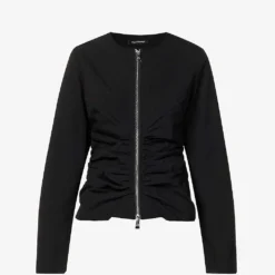 Zipper Pleated Recycled Polyester-blend Top