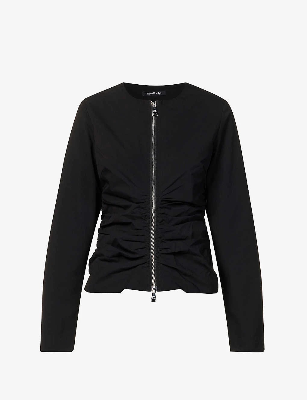 Zipper Pleated Recycled Polyester-blend Top