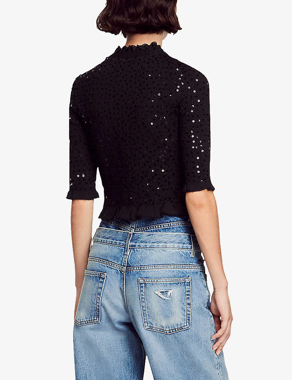 Sandro Voltige Sequin-embellished Stretch-woven Top - Image 4