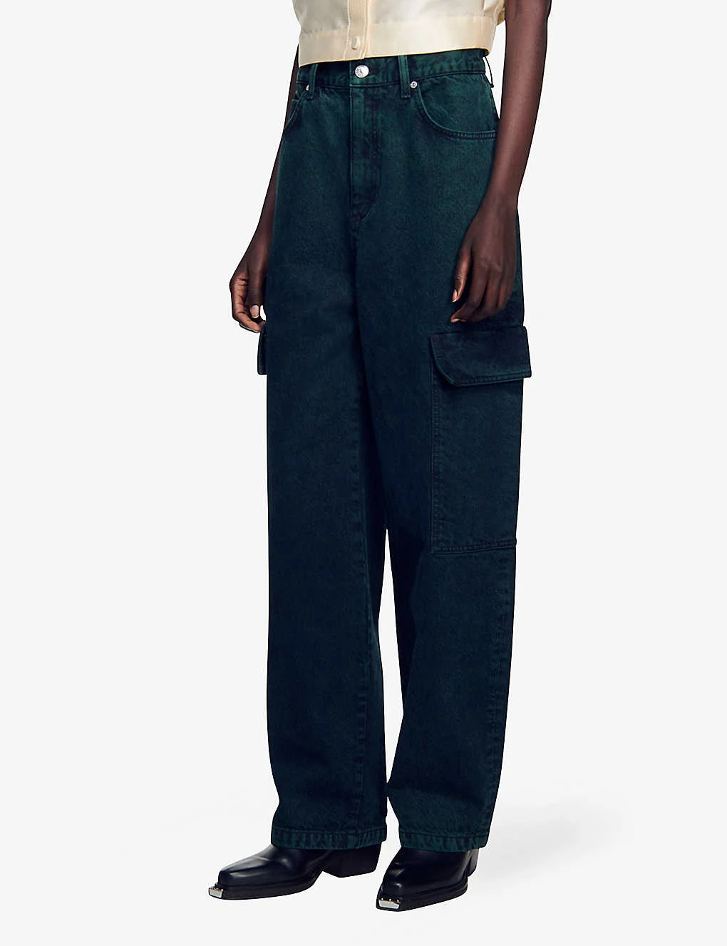 Sandro Jasper Wide-leg Mid-rise Cargo Jeans - Image 3