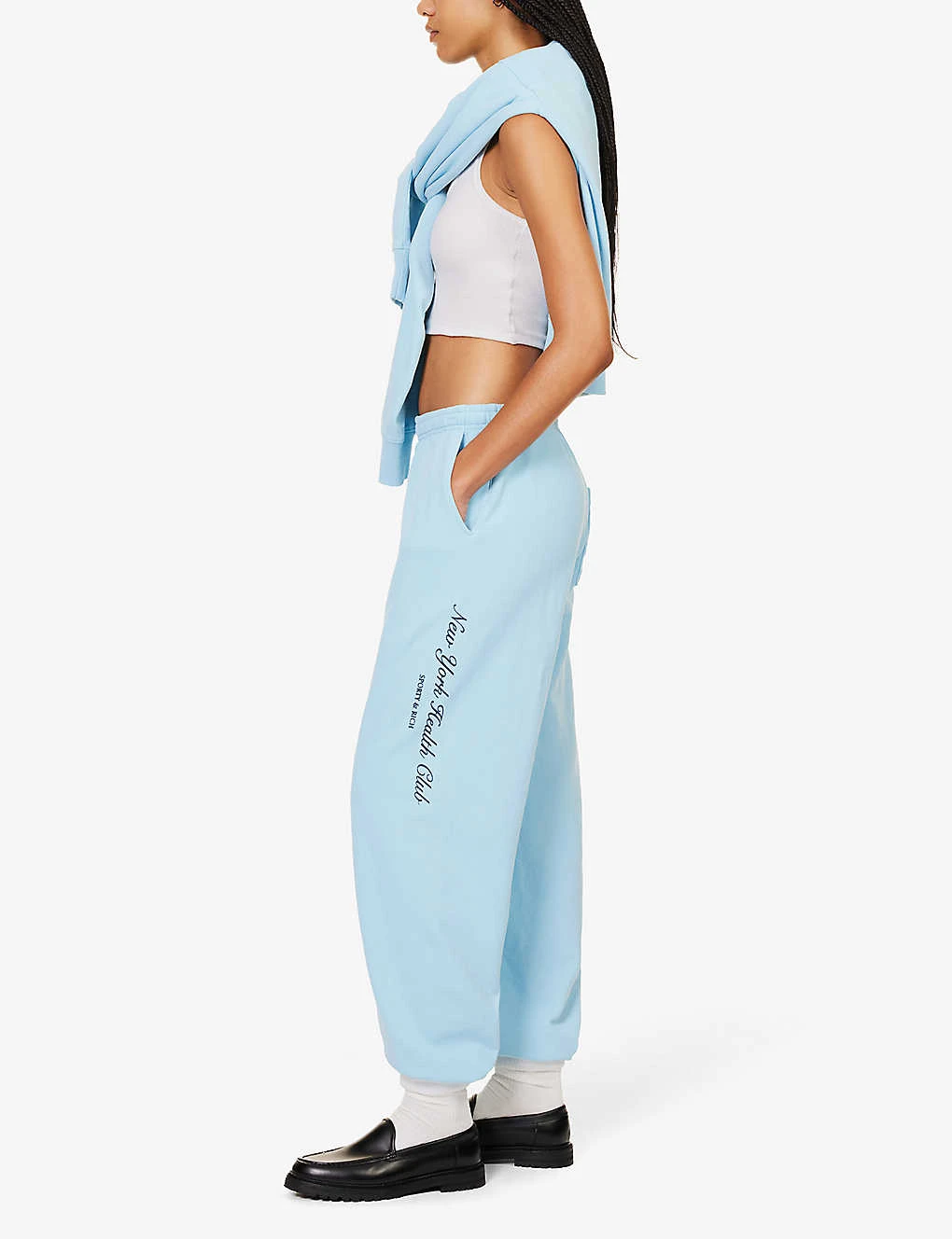 New York Health Club Logo-print High-rise Cotton-jersey Jogging Bottoms - Image 2